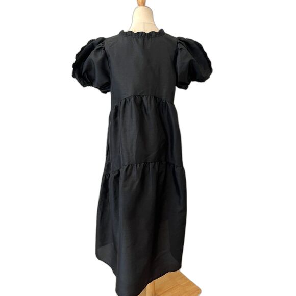 Kika Vargas x Target Tiered Midi Dress Puff Sleeve Black Size Medium - Picture 2 of 6